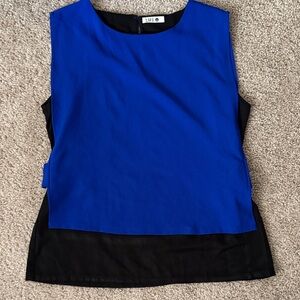 Women's Blue and Black Sleeveless Top